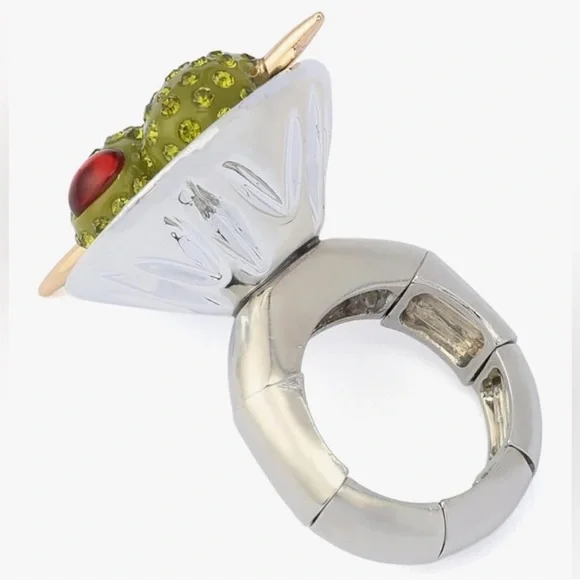 New Betsey Johnson Ring Martini Glass Olive Cocktail Ring - Picture 7 of 16